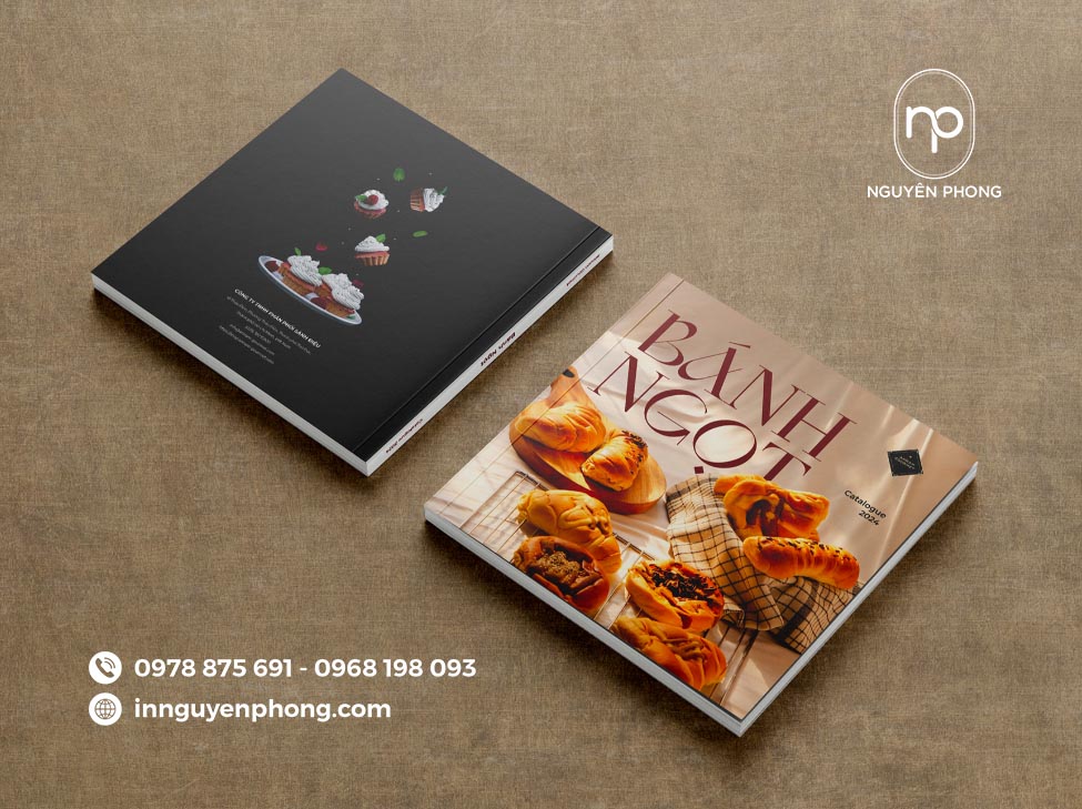Catalogue sử dụng để giới thiệu các loại bánh ngọt với hình ảnh chân thực 